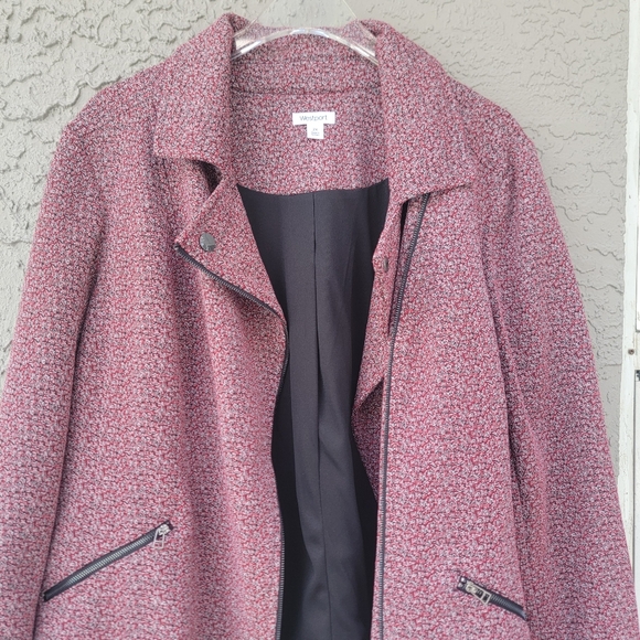 Westport plus size fully zipped moto red & black speckles jacket blazer size 2X - Picture 6 of 9